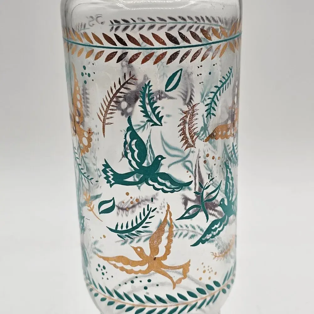 Vintage Georges Briard 22K Gold Birds Of Paradise Glass Bottle 1960s MCM
